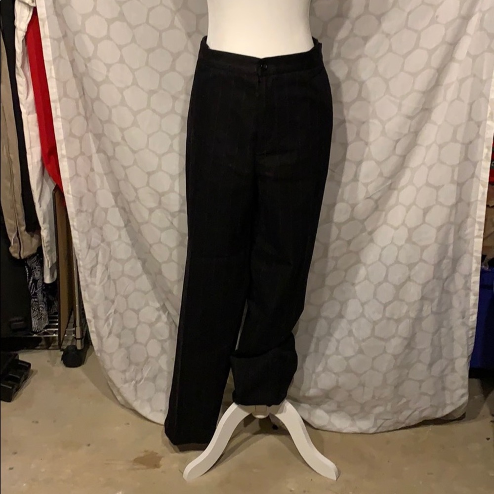 Black with white pinstriped trousers